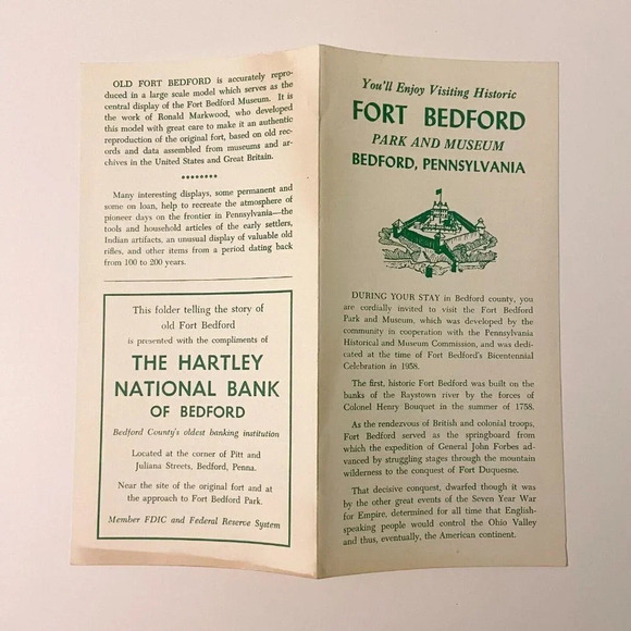 Vintage 1958 Fort Bedford Park and Museum Pennsylvania Travel Brochure Souvenir - Picture 7 of 10